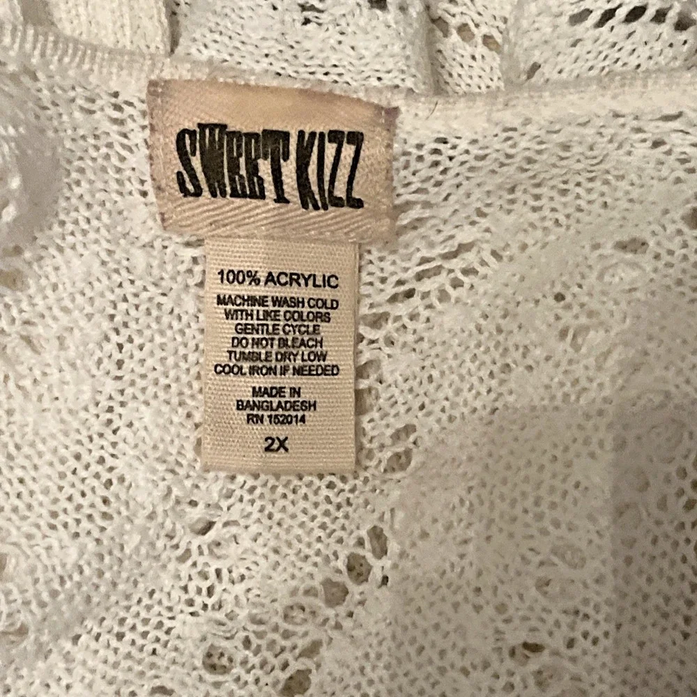 Sweet Kizz Ivory Crochet Knit Cardigan Women's Open‎ Front Boho Beach Cover Up